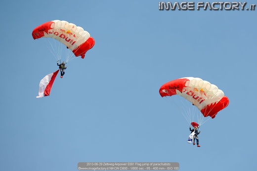 2013-06-29 Zeltweg Airpower 0391 Flag jump of parachutists